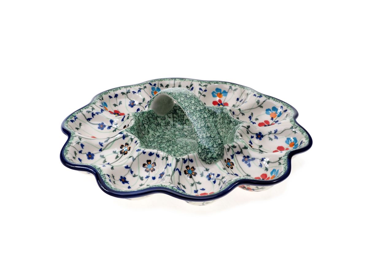 8-58 Teller für 10 Eier mit Griff, Höhe 7 cm, Durchmesser 28 cm