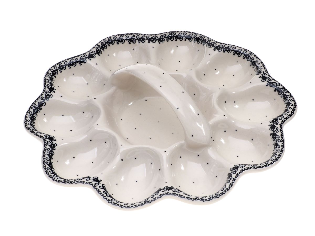 8-58 Teller für 10 Eier mit Griff, Höhe 7 cm, Durchmesser 28 cm