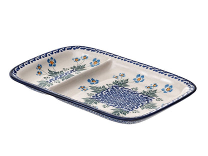 4-06 Talerz prostokątny (2 komory) H=2,5cm, 28x18,5cm