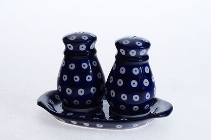 8-03 Solniczka i pieprzniczka z podstawką H=8cm, Ø 5cm