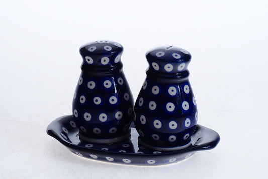 8-03 Solniczka i pieprzniczka z podstawką H=8cm, Ø 5cm