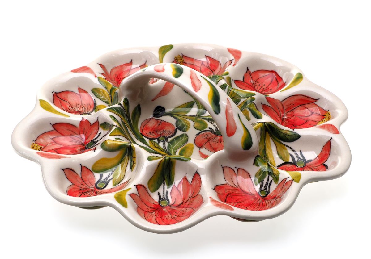 8-58 Teller für 10 Eier mit Griff, Höhe 7 cm, Durchmesser 28 cm