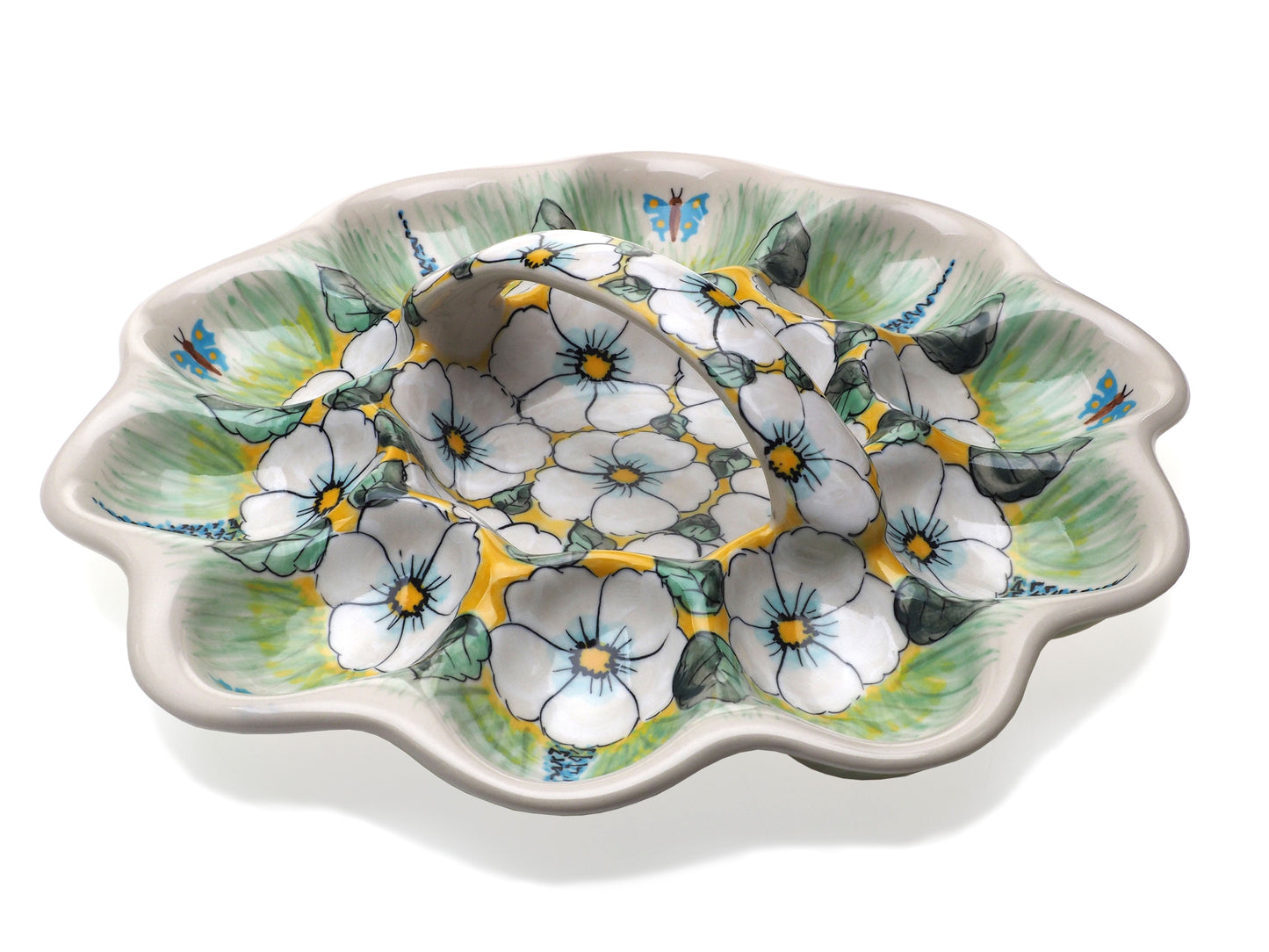 8-58 Teller für 10 Eier mit Griff, Höhe 7 cm, Durchmesser 28 cm