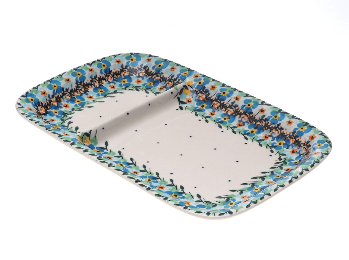 4-06 Talerz prostokątny (2 komory) H=2,5cm, 28x18,5cm