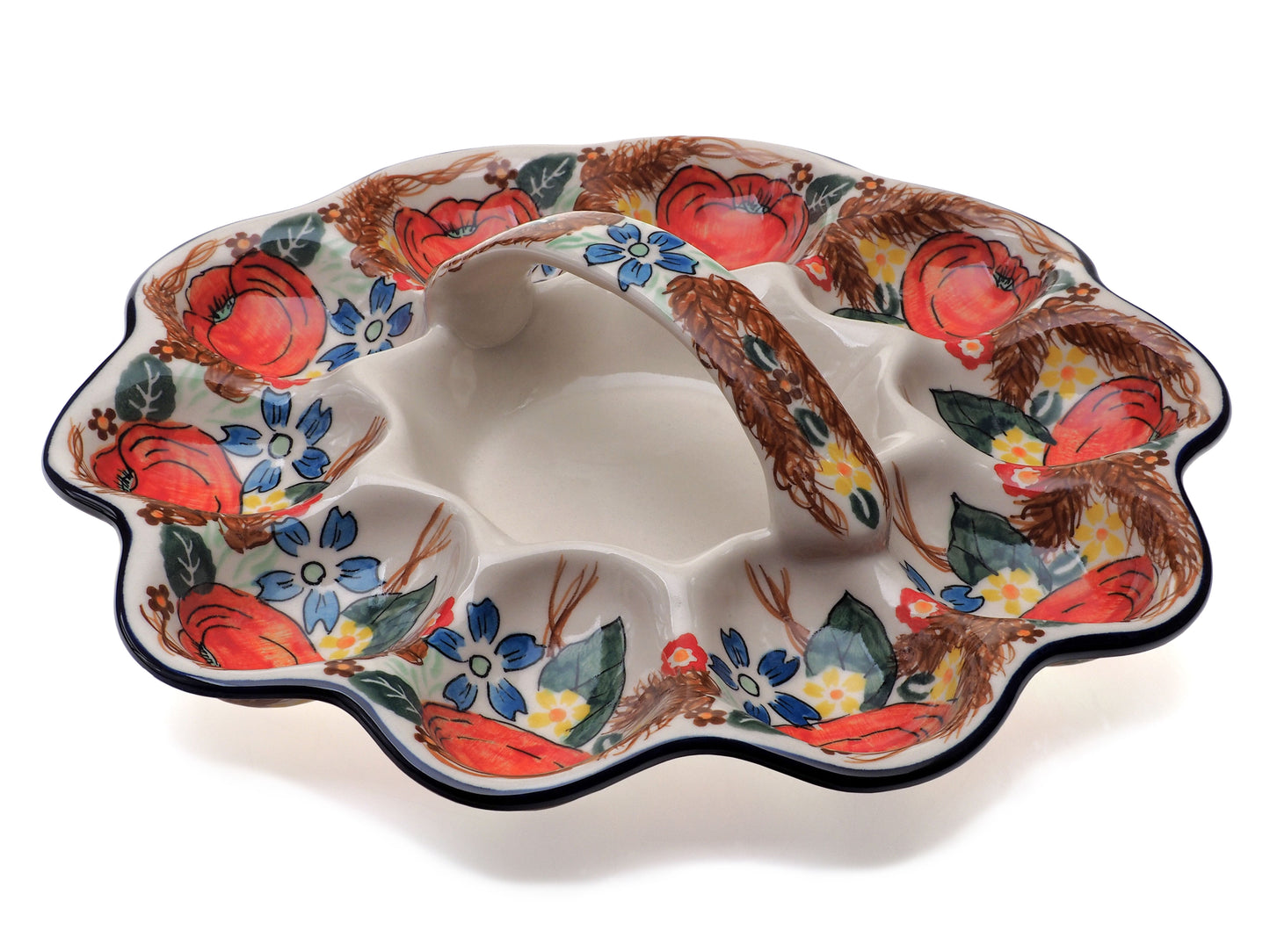 8-58 Teller für 10 Eier mit Griff, Höhe 7 cm, Durchmesser 28 cm