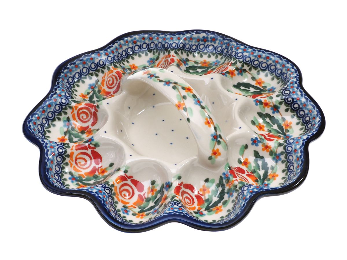 8-58 Teller für 10 Eier mit Griff, Höhe 7 cm, Durchmesser 28 cm