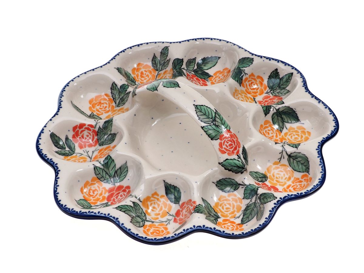 8-58 Teller für 10 Eier mit Griff, Höhe 7 cm, Durchmesser 28 cm